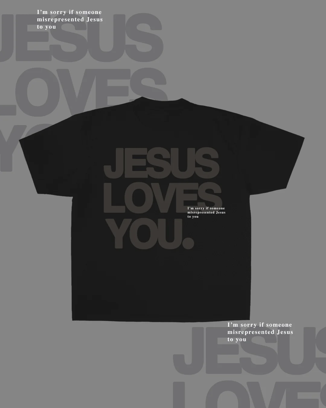 Monochrome "I'm Sorry" Tee || Jet Black - Image 4